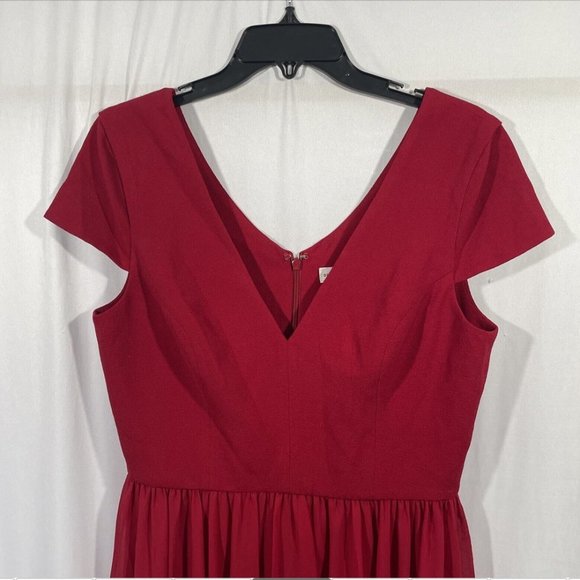 NEW Dress the Population [ Large ] Corey‎ Chiffon Fit & Flare Dress Garnet #Q298 - Picture 7 of 12